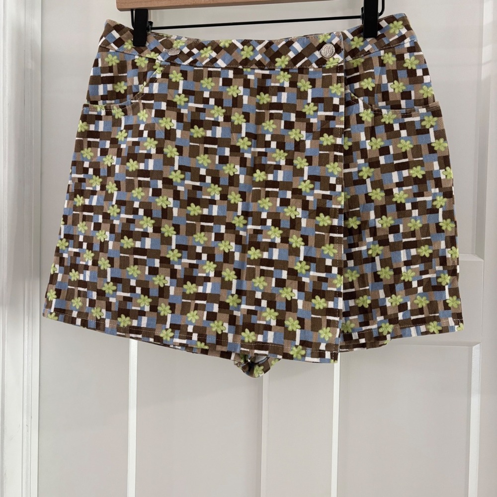 Vintage Cotton A. Byer California Skort Sz 13 (15 waist)‎ Plaid Floral Retro USA
